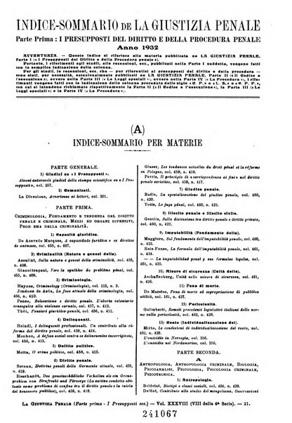 La giustizia penale rivista critica settimanale di giurisprudenza, dottrina e legislazione