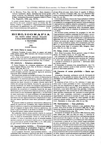 La giustizia penale rivista critica settimanale di giurisprudenza, dottrina e legislazione