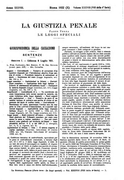 La giustizia penale rivista critica settimanale di giurisprudenza, dottrina e legislazione