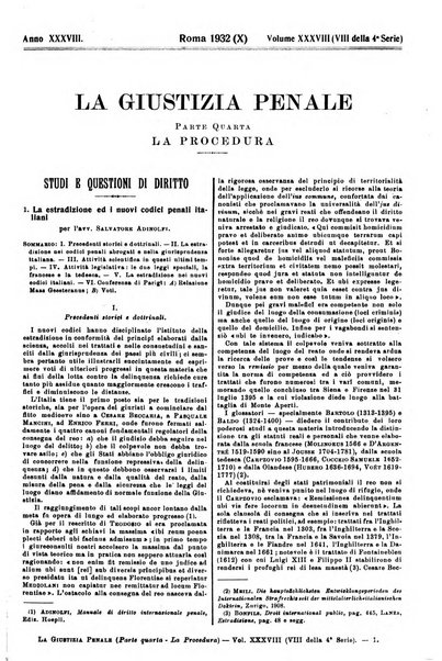 La giustizia penale rivista critica settimanale di giurisprudenza, dottrina e legislazione