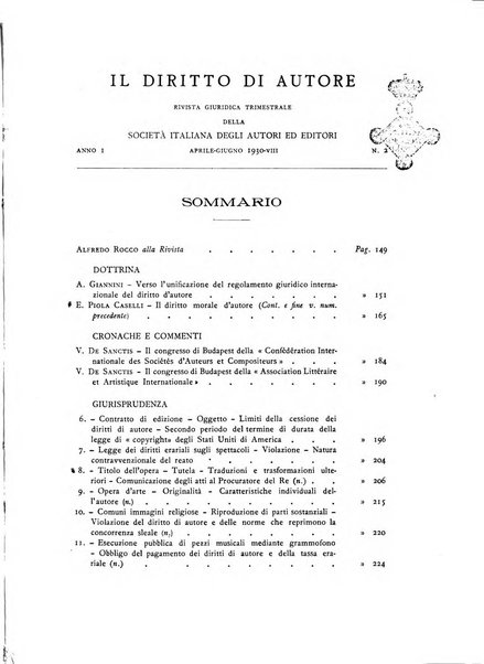 Il diritto di autore rivista giuridica trimestrale della Societa italiana degli autori ed editori