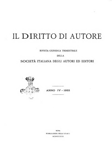 Il diritto di autore rivista giuridica trimestrale della Societa italiana degli autori ed editori