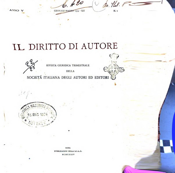 Il diritto di autore rivista giuridica trimestrale della Societa italiana degli autori ed editori