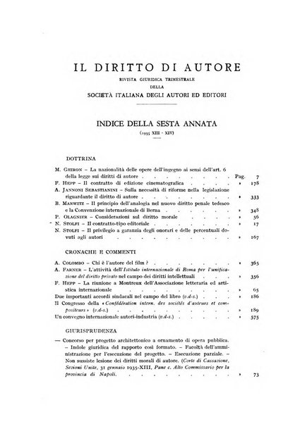 Il diritto di autore rivista giuridica trimestrale della Societa italiana degli autori ed editori