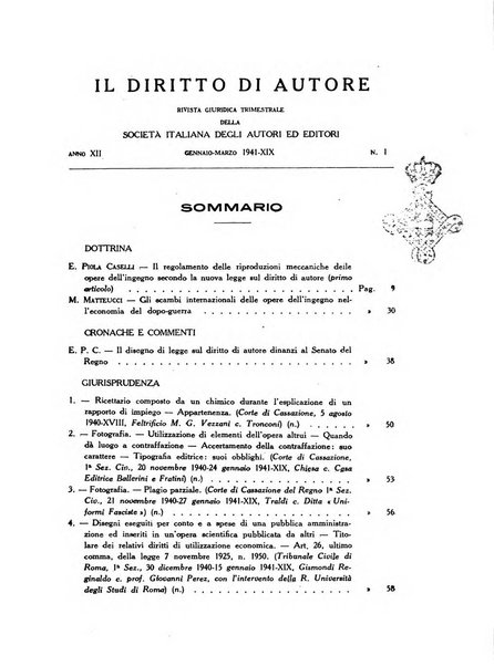 Il diritto di autore rivista giuridica trimestrale della Societa italiana degli autori ed editori