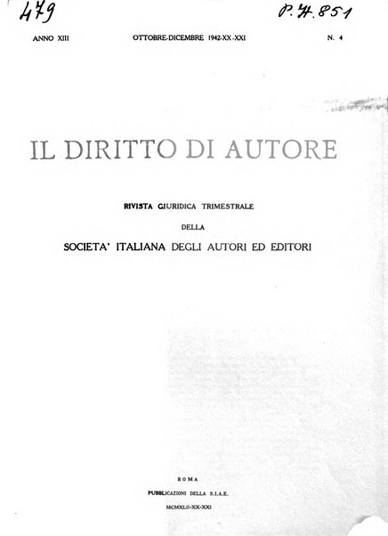 Il diritto di autore rivista giuridica trimestrale della Societa italiana degli autori ed editori