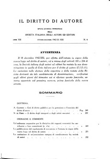 Il diritto di autore rivista giuridica trimestrale della Societa italiana degli autori ed editori