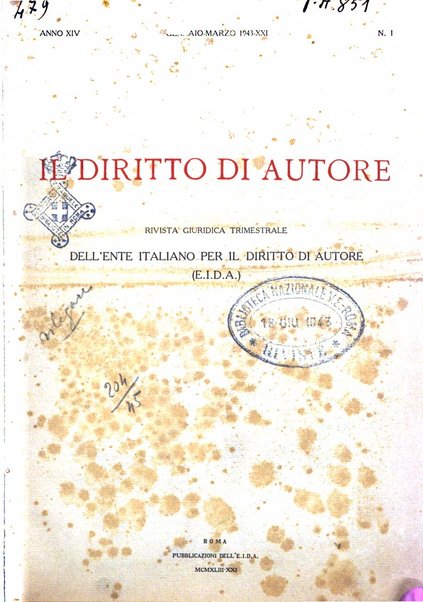 Il diritto di autore rivista giuridica trimestrale della Societa italiana degli autori ed editori