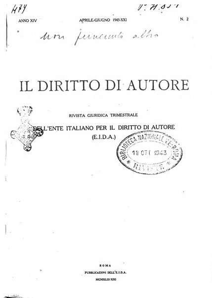 Il diritto di autore rivista giuridica trimestrale della Societa italiana degli autori ed editori