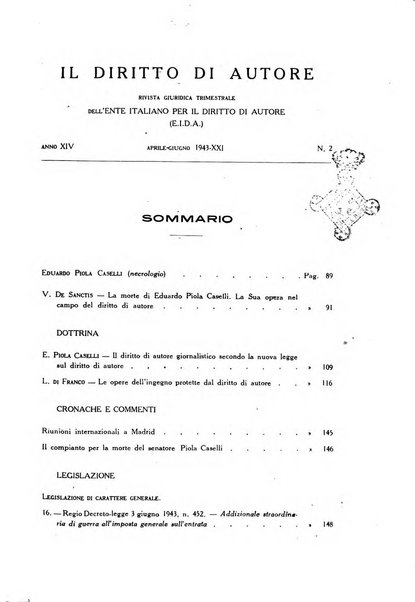 Il diritto di autore rivista giuridica trimestrale della Societa italiana degli autori ed editori