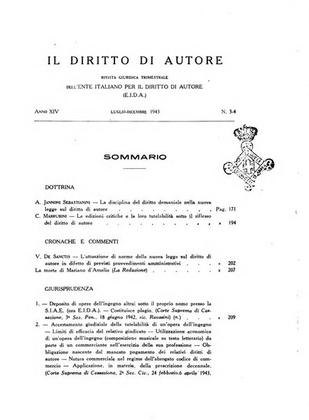 Il diritto di autore rivista giuridica trimestrale della Societa italiana degli autori ed editori