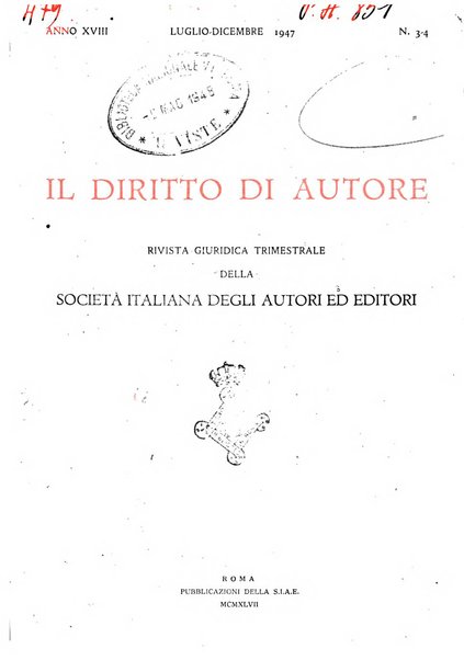 Il diritto di autore rivista giuridica trimestrale della Societa italiana degli autori ed editori