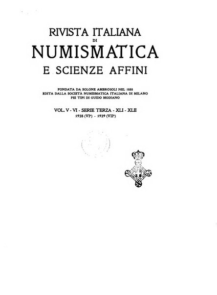 Rivista italiana di numismatica e scienze affini