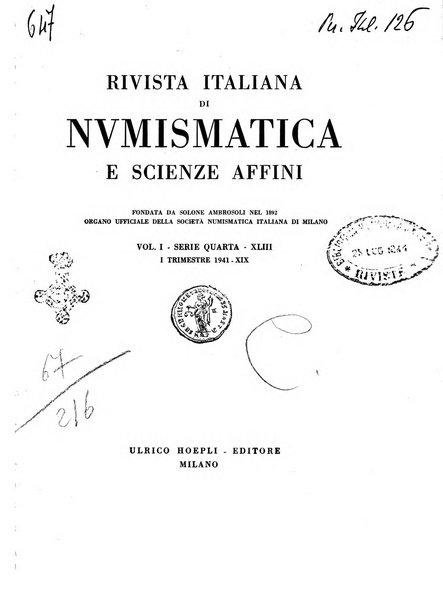 Rivista italiana di numismatica e scienze affini