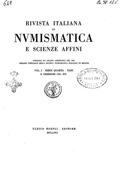 Rivista italiana di numismatica e scienze affini