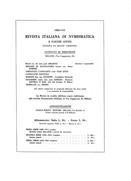 Rivista italiana di numismatica e scienze affini