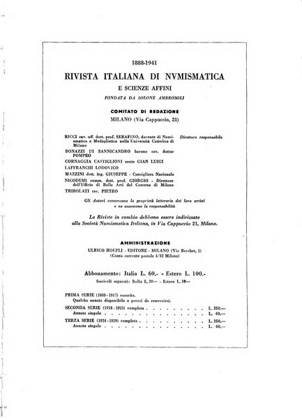 Rivista italiana di numismatica e scienze affini