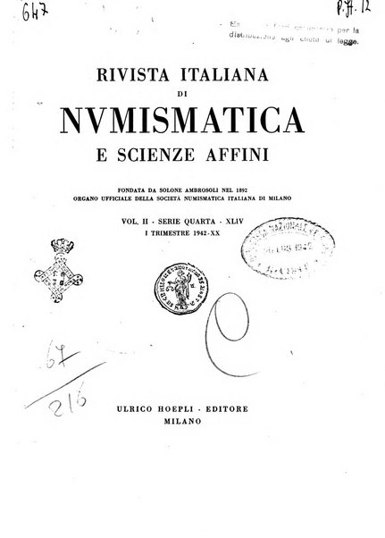 Rivista italiana di numismatica e scienze affini