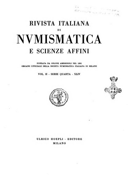 Rivista italiana di numismatica e scienze affini