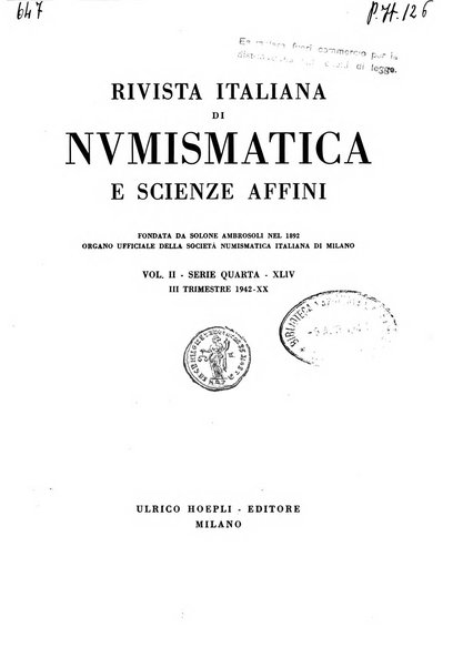 Rivista italiana di numismatica e scienze affini