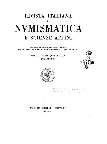 Rivista italiana di numismatica e scienze affini