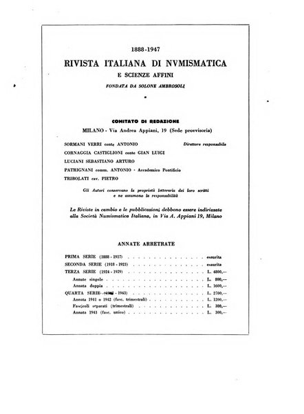 Rivista italiana di numismatica e scienze affini