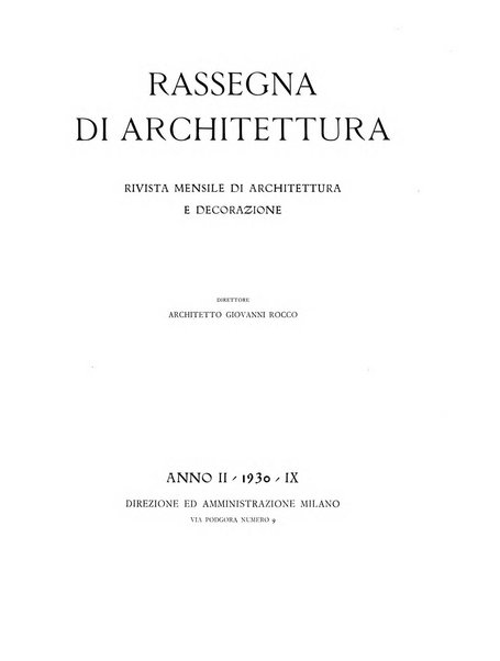 Rassegna di architettura rivista mensile di architettura e decorazione