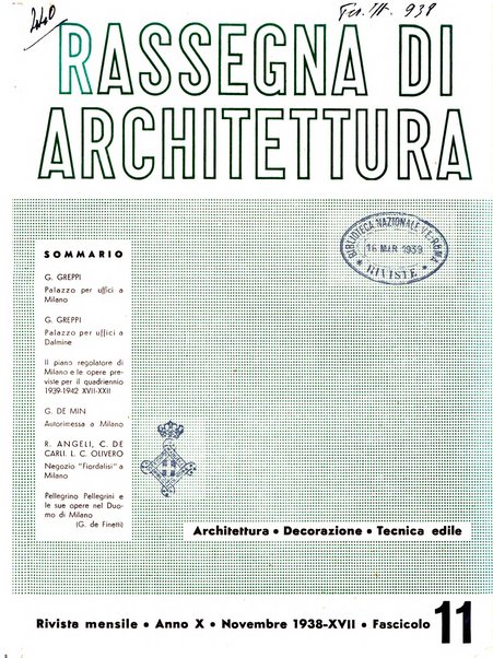 Rassegna di architettura rivista mensile di architettura e decorazione