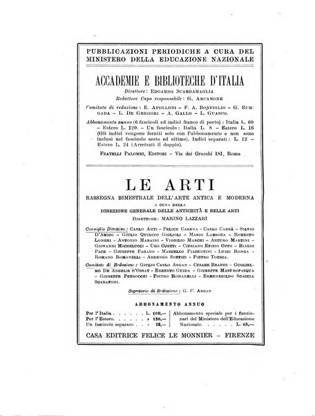 Le arti rassegna bimestrale dell'arte antica e moderna