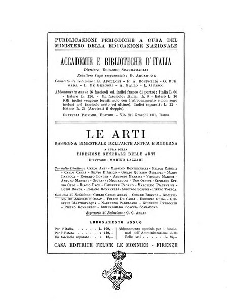 Le arti rassegna bimestrale dell'arte antica e moderna