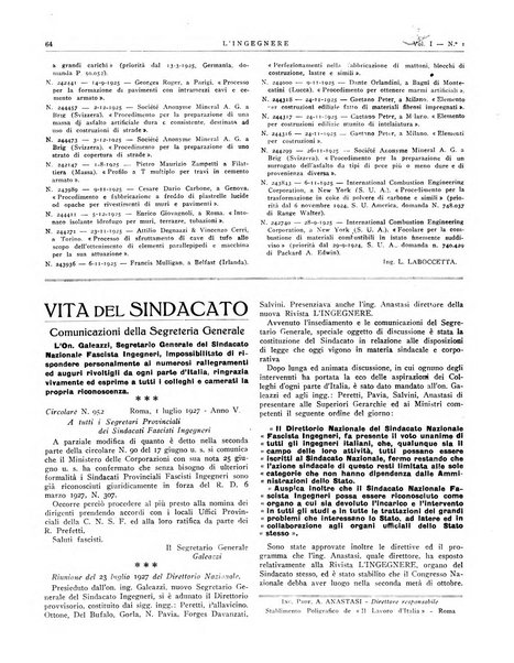 L'ingegnere rivista tecnica del Sindacato nazionale fascista ingegneri