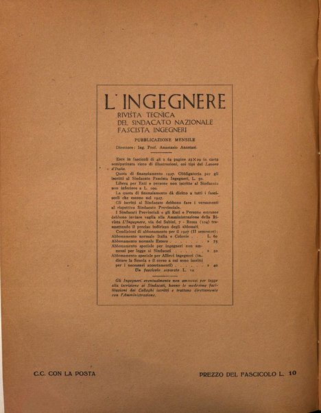 L'ingegnere rivista tecnica del Sindacato nazionale fascista ingegneri