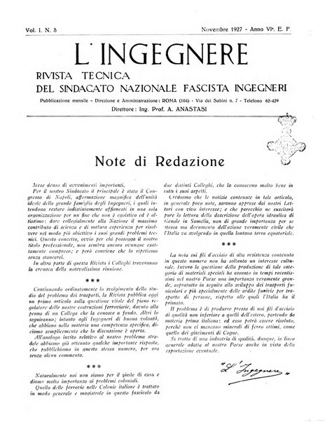 L'ingegnere rivista tecnica del Sindacato nazionale fascista ingegneri