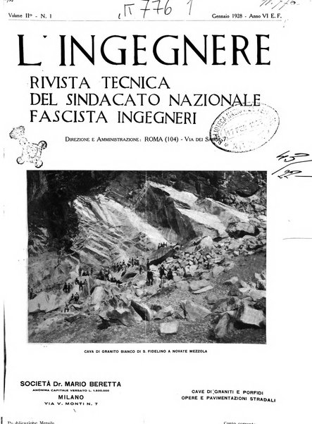 L'ingegnere rivista tecnica del Sindacato nazionale fascista ingegneri