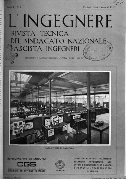 L'ingegnere rivista tecnica del Sindacato nazionale fascista ingegneri