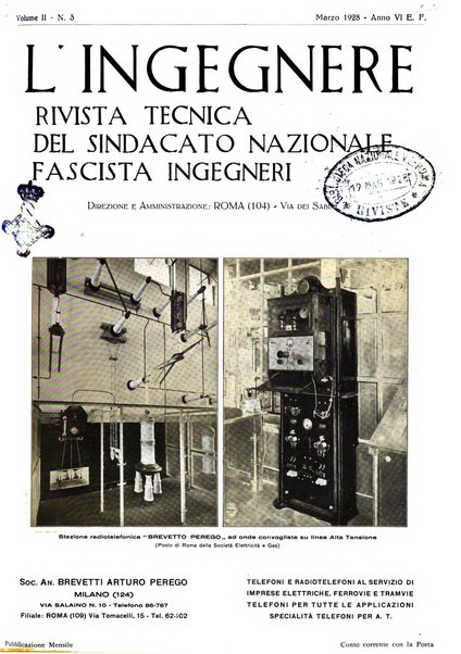 L'ingegnere rivista tecnica del Sindacato nazionale fascista ingegneri