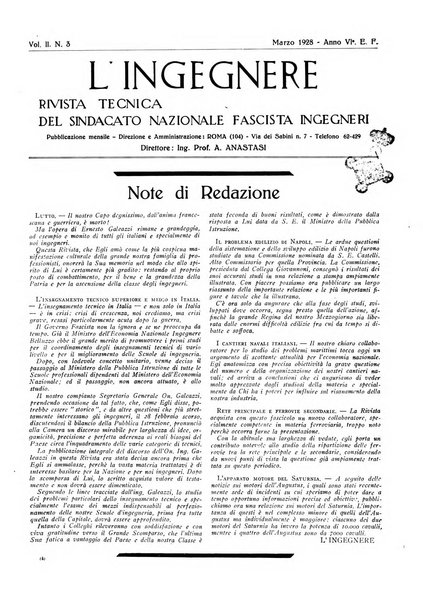 L'ingegnere rivista tecnica del Sindacato nazionale fascista ingegneri