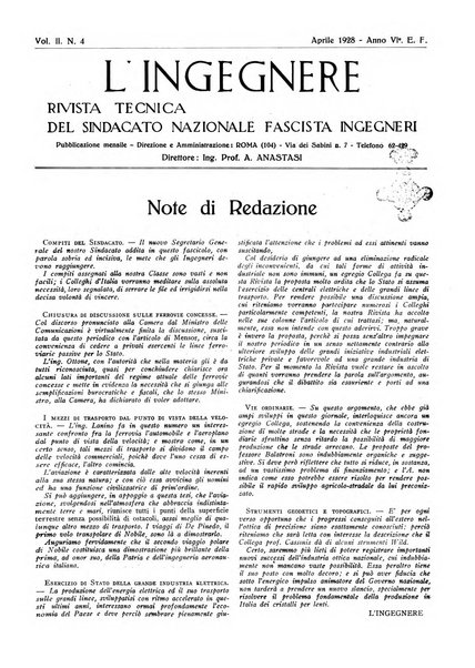 L'ingegnere rivista tecnica del Sindacato nazionale fascista ingegneri