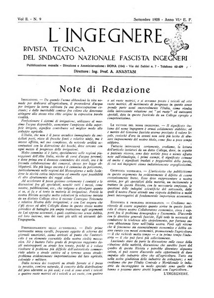 L'ingegnere rivista tecnica del Sindacato nazionale fascista ingegneri