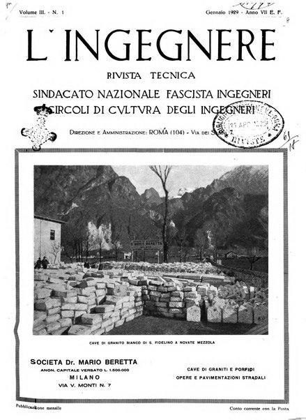 L'ingegnere rivista tecnica del Sindacato nazionale fascista ingegneri