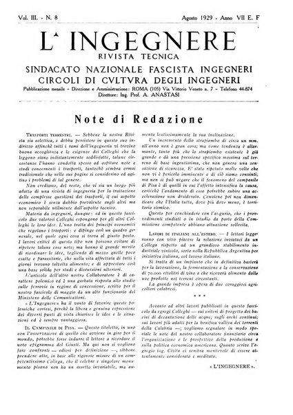 L'ingegnere rivista tecnica del Sindacato nazionale fascista ingegneri