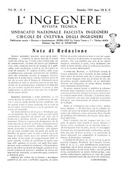 L'ingegnere rivista tecnica del Sindacato nazionale fascista ingegneri