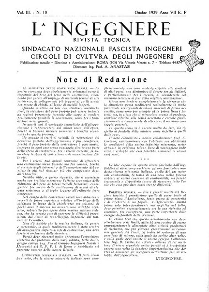 L'ingegnere rivista tecnica del Sindacato nazionale fascista ingegneri