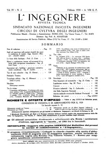 L'ingegnere rivista tecnica del Sindacato nazionale fascista ingegneri