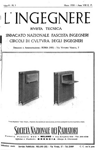 L'ingegnere rivista tecnica del Sindacato nazionale fascista ingegneri