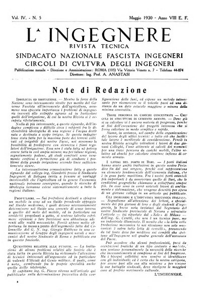 L'ingegnere rivista tecnica del Sindacato nazionale fascista ingegneri