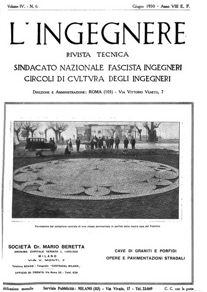 L'ingegnere rivista tecnica del Sindacato nazionale fascista ingegneri