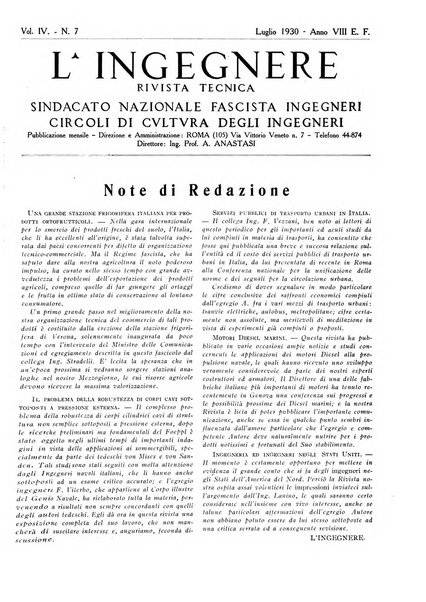 L'ingegnere rivista tecnica del Sindacato nazionale fascista ingegneri