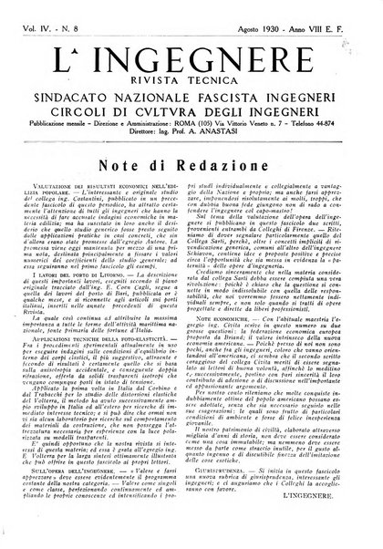 L'ingegnere rivista tecnica del Sindacato nazionale fascista ingegneri