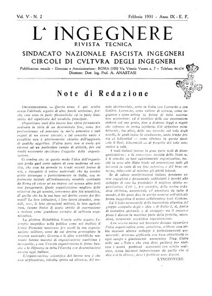 L'ingegnere rivista tecnica del Sindacato nazionale fascista ingegneri